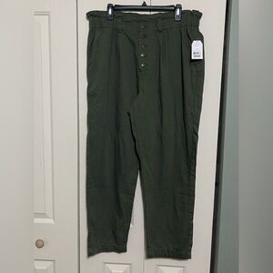 Green Button-Fly Pants Size 18